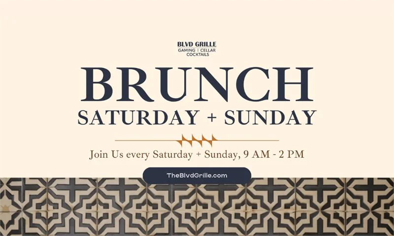 Weekend Brunch — Saturday and Sunday, 9am to 2pm promo flyer