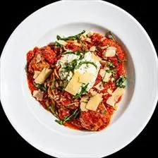 Spaghetti and Meatballs with marinara, whipped ricotta, and shaved parmesan at BLVD Grille